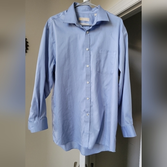 Michael Kors Regular Fit Long Sleeve Button Down Light Blue Shirt Size- 17.5 - Picture 1 of 9